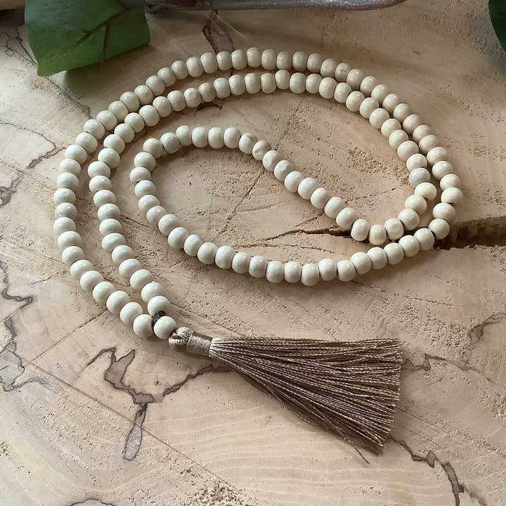 Necklace, tassel necklace, wood bead necklace for wholesale by Beautiful Boundaries