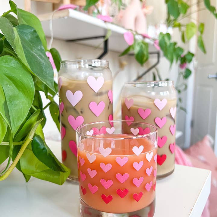 Hart and Flora Shop - Wholesale Cocktail/Liquor Glass - 11oz Red Hearts Cocktail Glass3