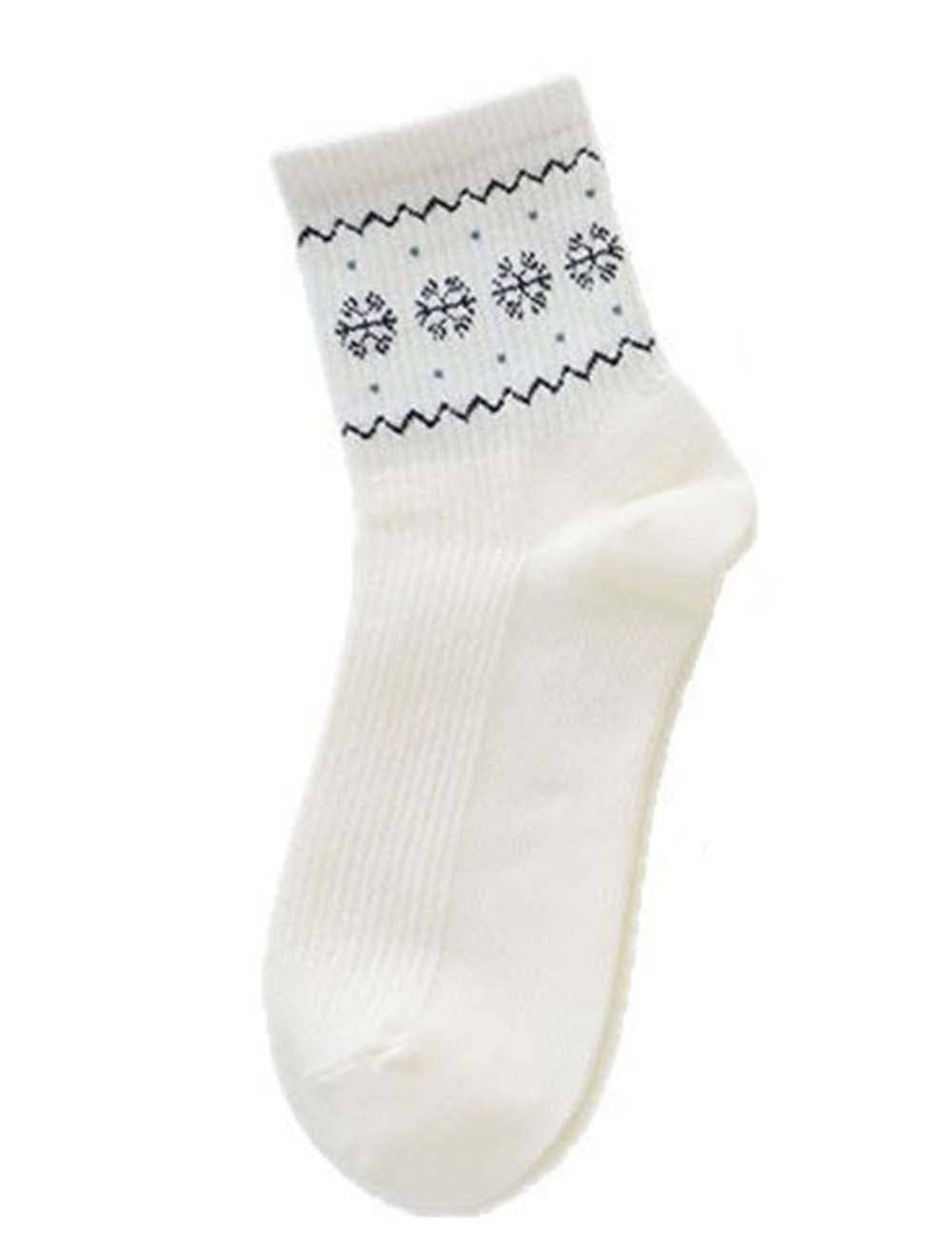 Sweetkama – wholesale Socks – Women's – Ladies Fair Isle Snowflake Pattern Midi Calf Knit Socks2