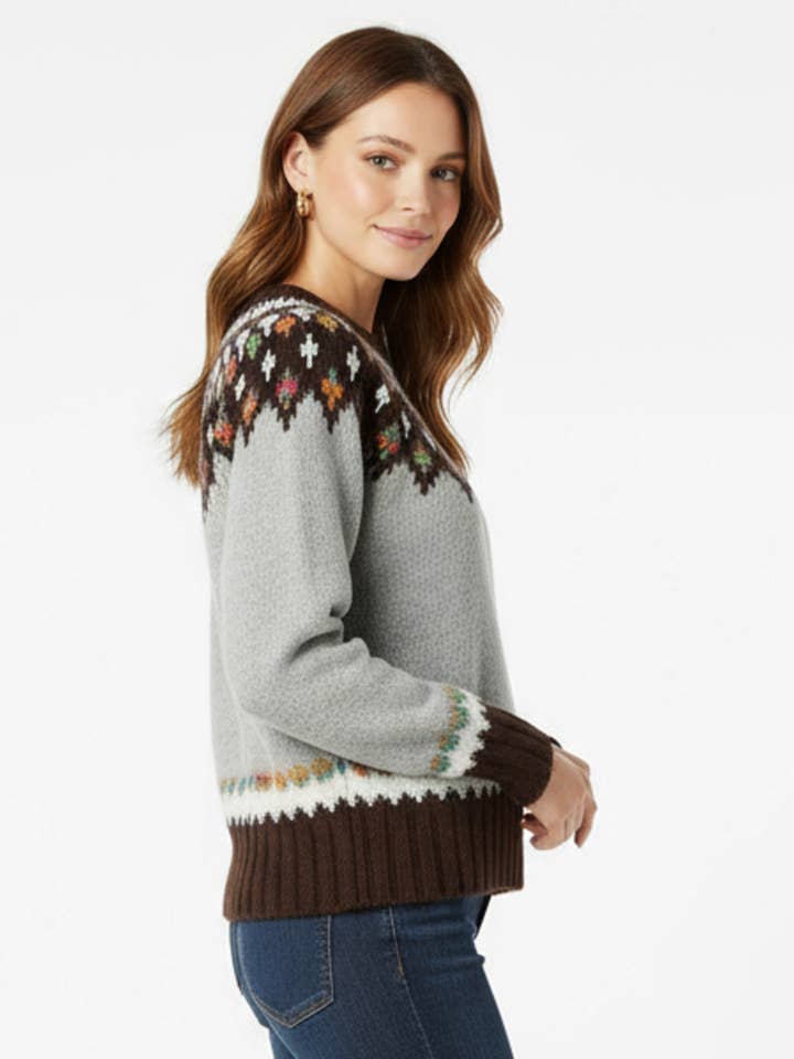 Tolani - Wholesale Knit Sweater - Women's - Sand Morley Fair Isle Sweater 2