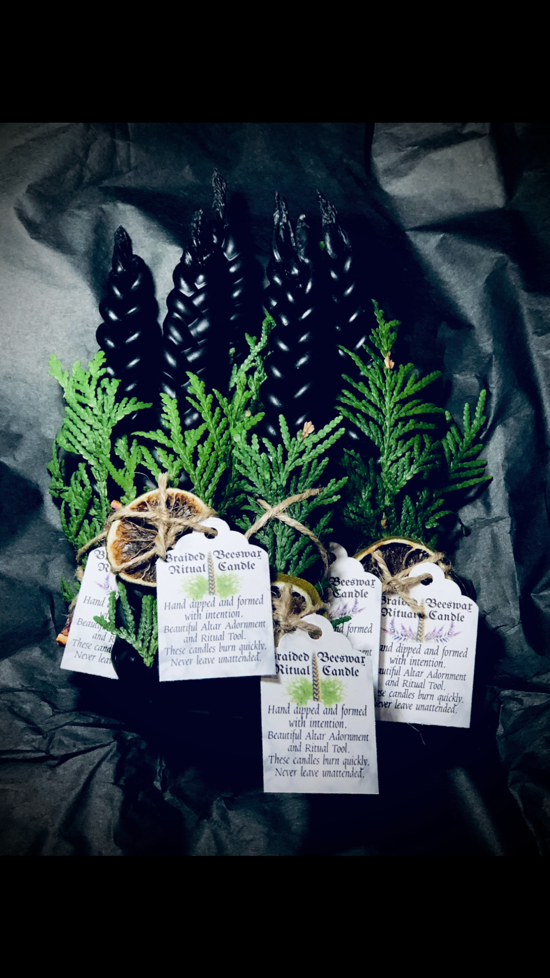 BlakByrd Botanika - Wholesale Tapered Candle/Candlestick - BLAK MAGICK Braided Beeswax Candle3