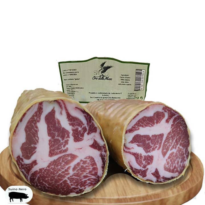 Calabria da Gustare - Vendita all'ingrosso Salame - Capocollo di maiale nero di Calabria Gr 500 - Made in Italy