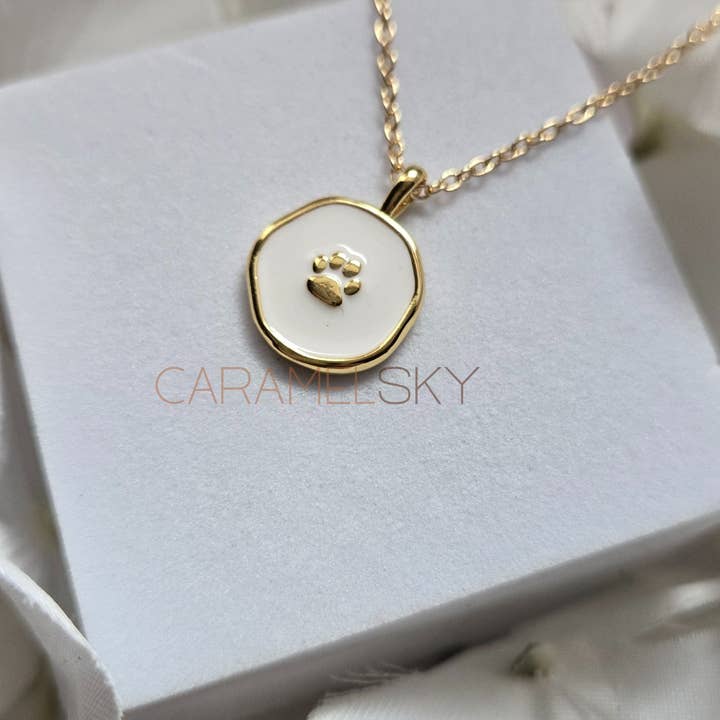 Caramel Sky - Wholesale Pendant/Charm Necklace - 18k Gold Plated Paw Print Necklace, Pet Lover's Jewelry1