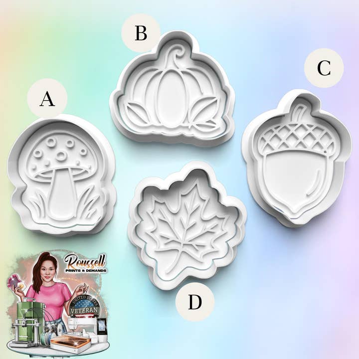 Fall Autumn Theme Cookie Cutter: 3D Printed Fondant & Clay Cutter for wholesale by Roussell Prints and Demand LLC