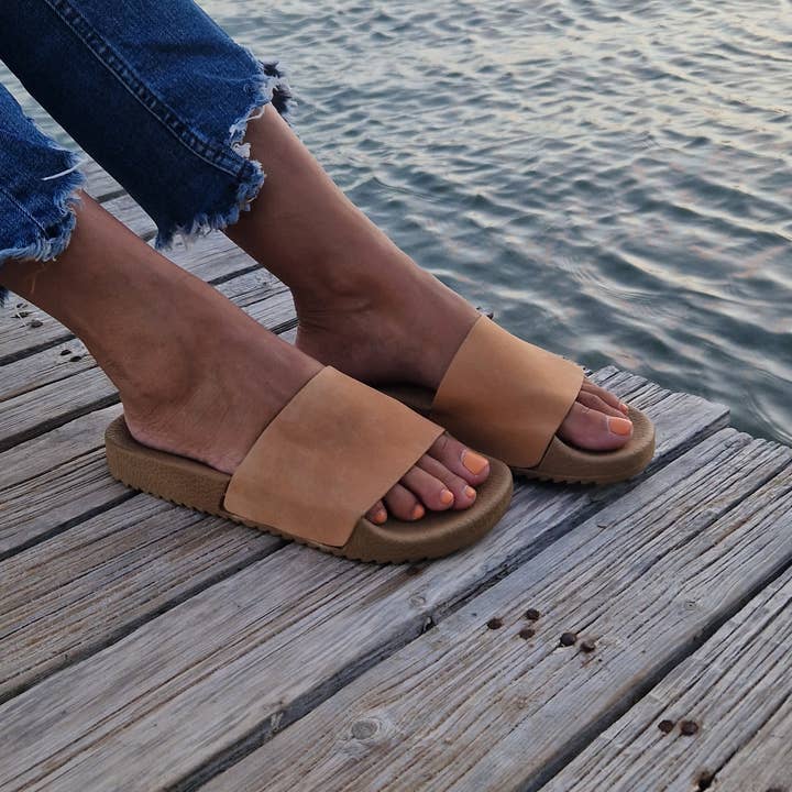 Madammeshushu - Wholesale Sandals - Women's - Black Slider sandals, Greek Leather sandals for women