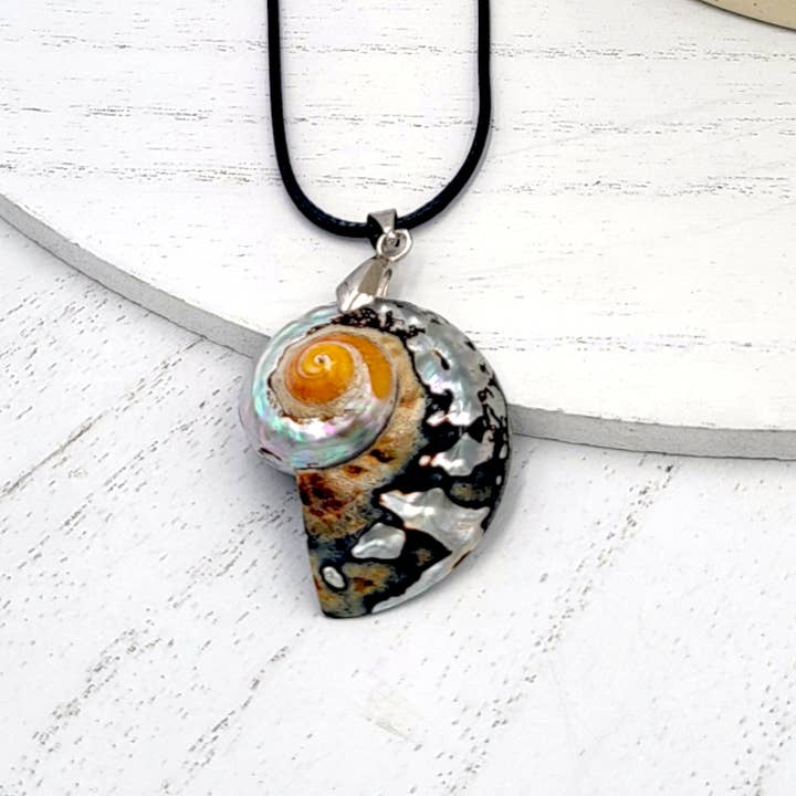 BESHEEK JEWELRY - Wholesale Pendant/Charm Necklace - Zebra Mother of Pearl Nautilus Shell Pendant Necklace1