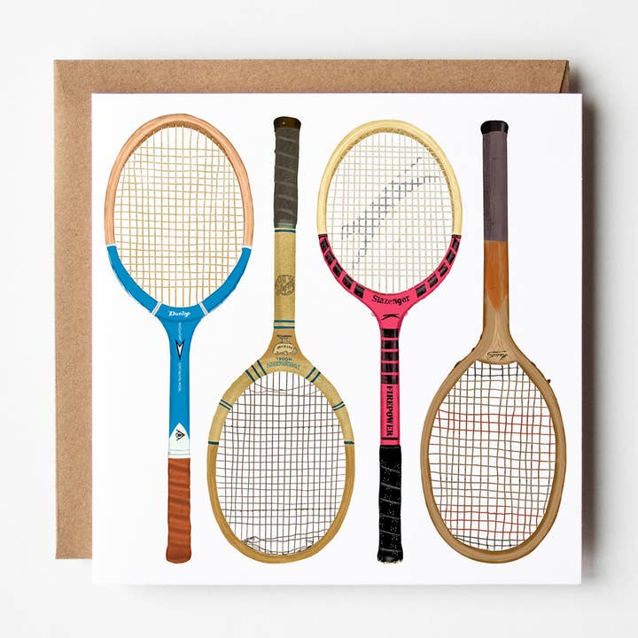 Tennis Racquets - blank greetings card for wholesale by Design Smith
