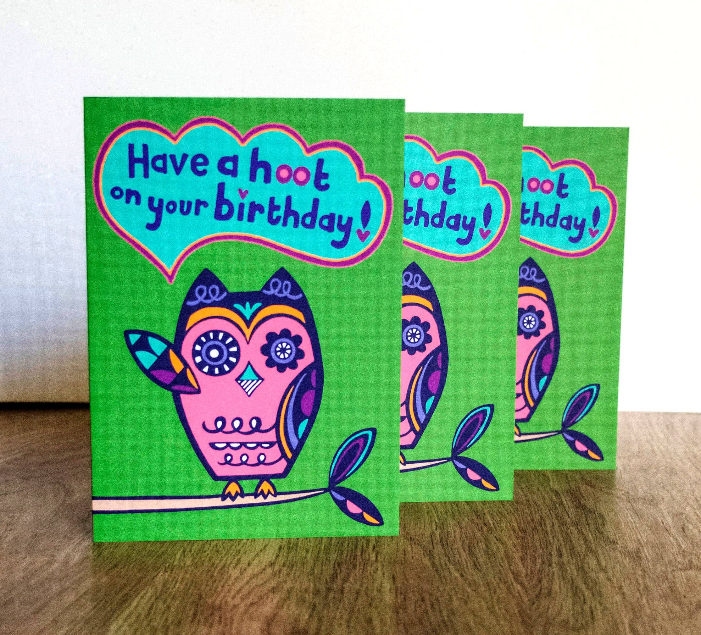 Lunar Apple – wholesale Birthday card – Owl Birthday Card2