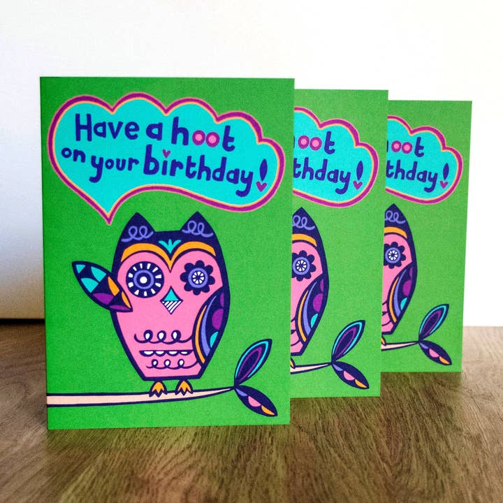 Lunar Apple – wholesale Birthday card – Owl Birthday Card2