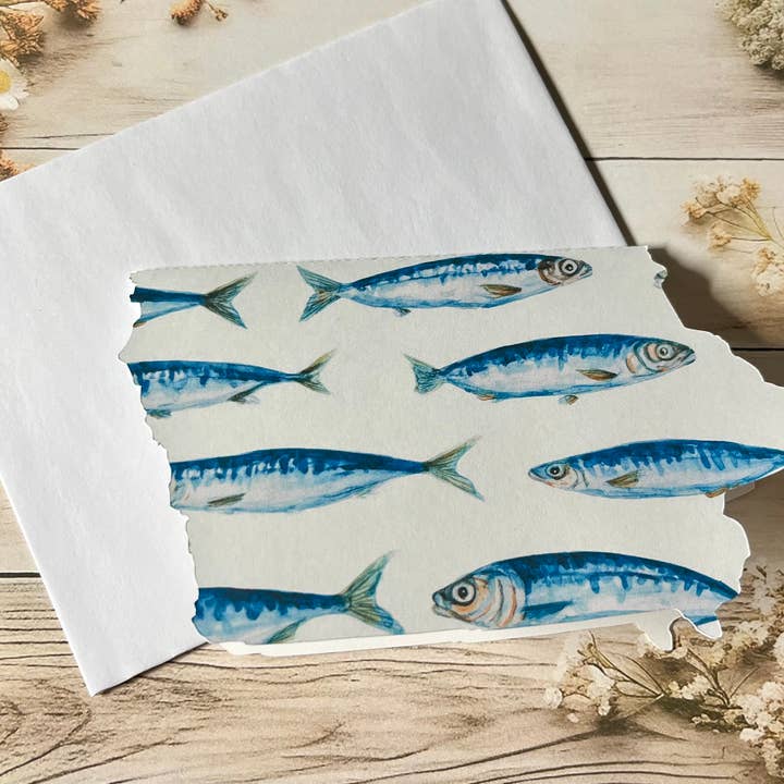 Fish Iowa shaped greeting card - single for wholesale by Iowa Paper Farm