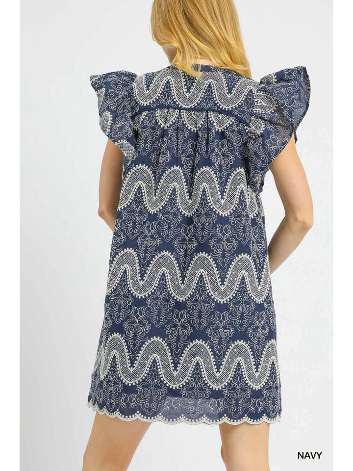 Vanilla Monkey - Vendita all'ingrosso Vestito - Donna - Abito Mini Ricamato con Orlo a Scallop2