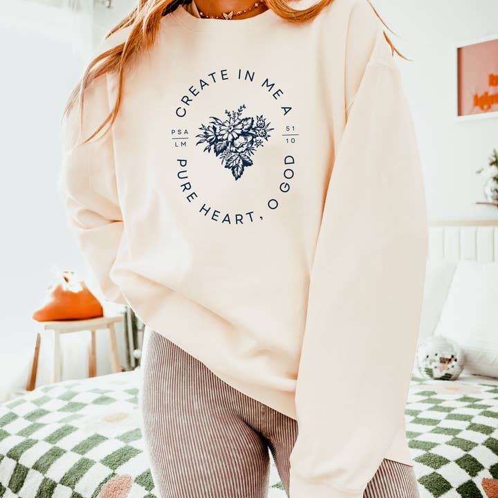 Verita Culture - Wholesale Graphic Sweatshirt - Women's - Create In Me A Pure Heart Inspirational Christian Sweatshirt6