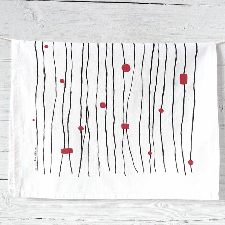 Ruby Red Skipper - Wholesale Theedoek - Zwart/rood abstracte theedoek