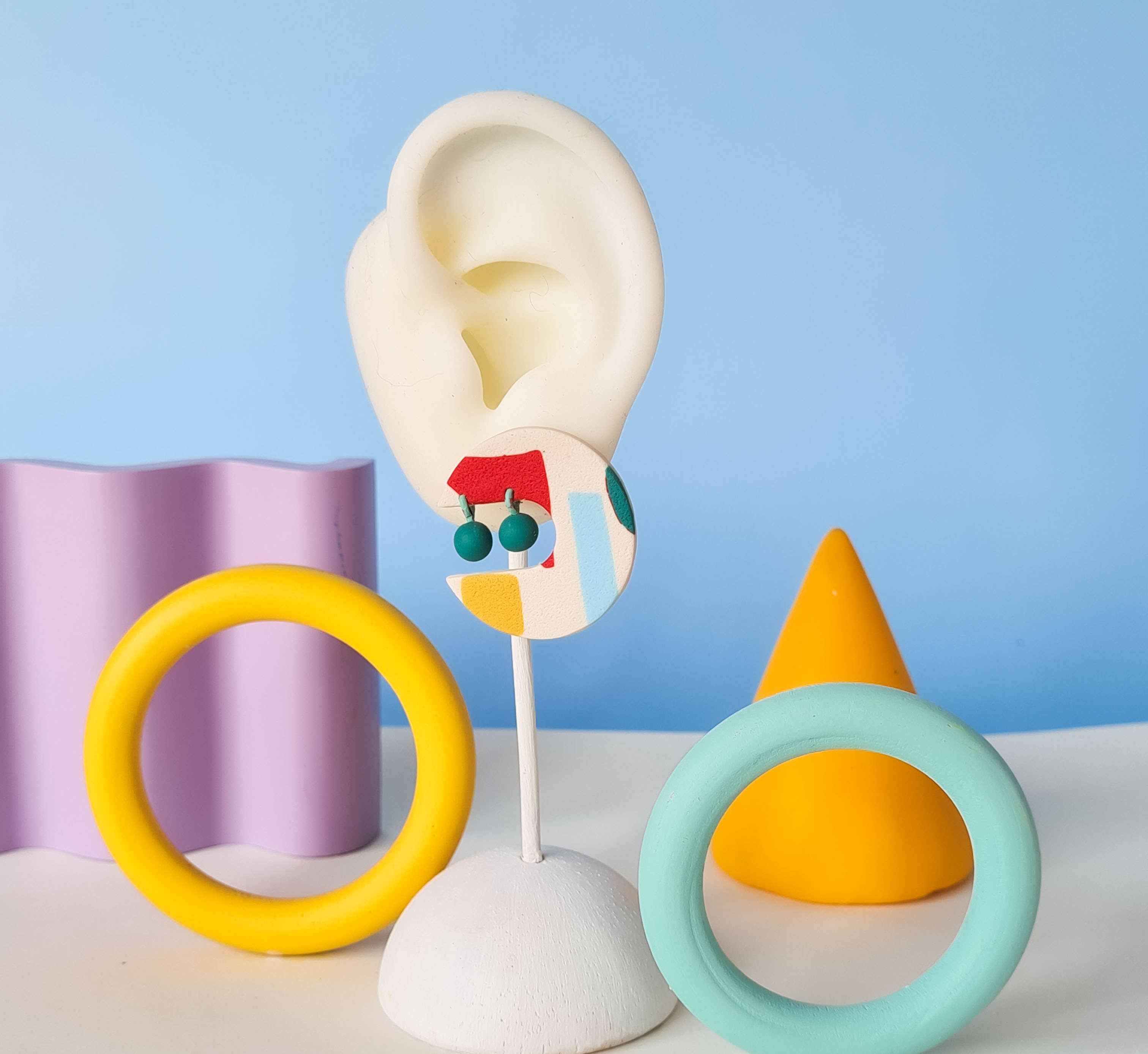 Mono - Wholesale Dangle Earrings - colorful patterned handmade clay earrings in 19 varieties25