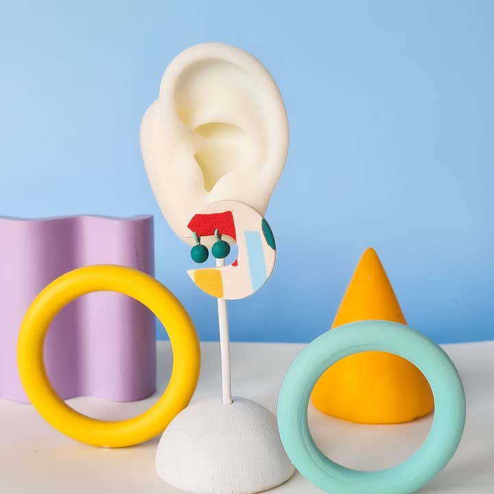 Mono - Wholesale Dangle Earrings - colorful patterned handmade clay earrings in 19 varieties25