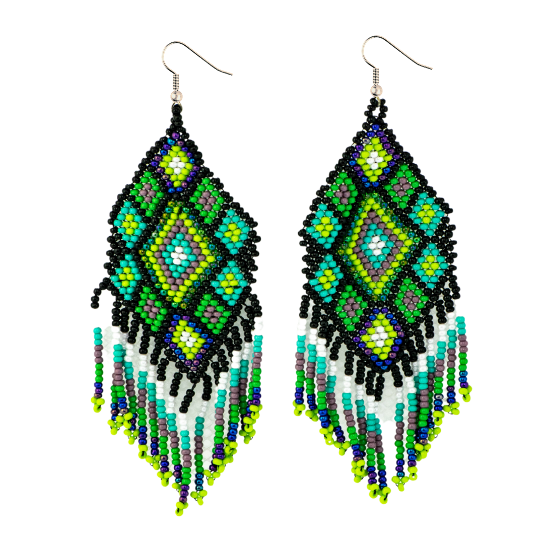 Lumily - Wholesale Jewelry - Men's - Flor Geometric Seed Bead Boho Fringe Earrings - Guatemala1