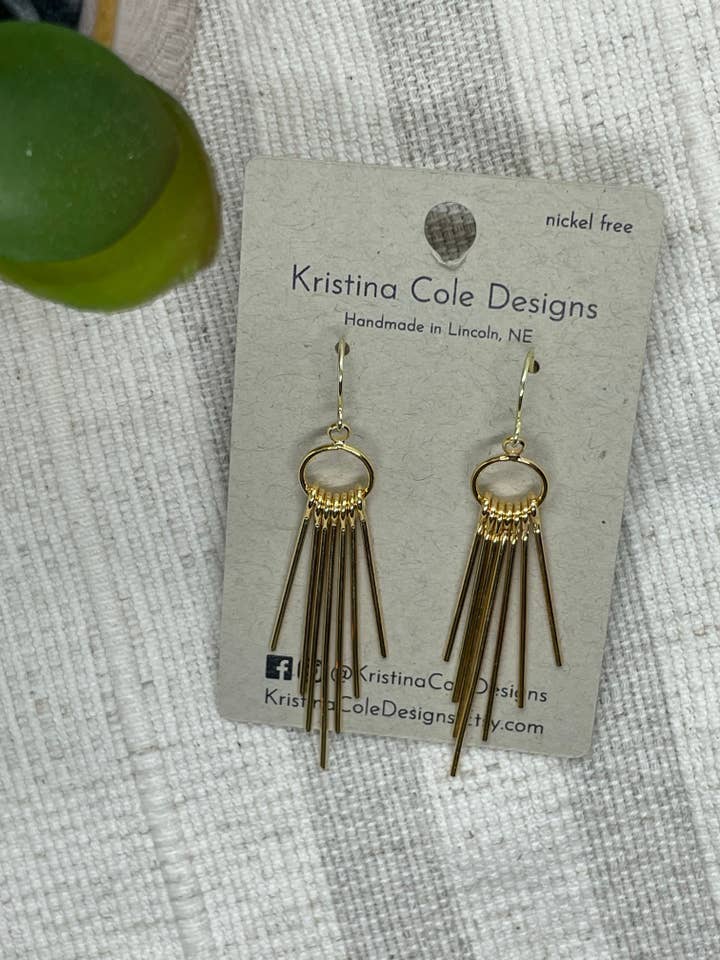 Gold Dangling Statement Earrings for wholesale by Kristina Cole Designs
