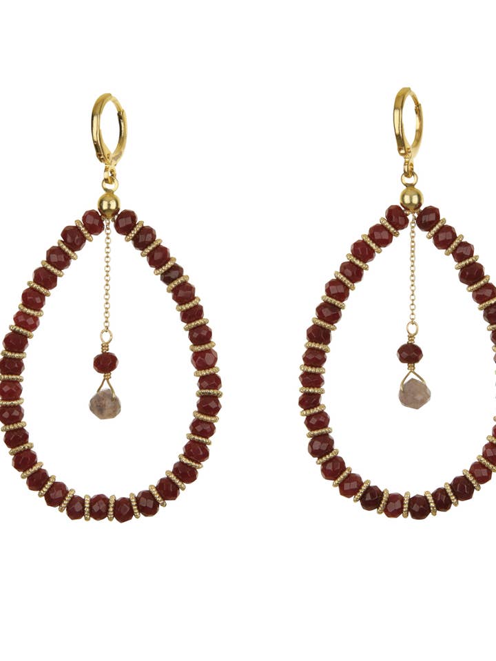 Alba drop burgundy earrings for wholesale by Lola SRL