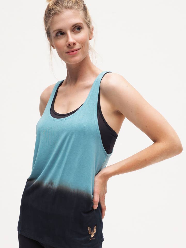 Aja Tank Batik Turquoise for wholesale by Kismet Yogastyle