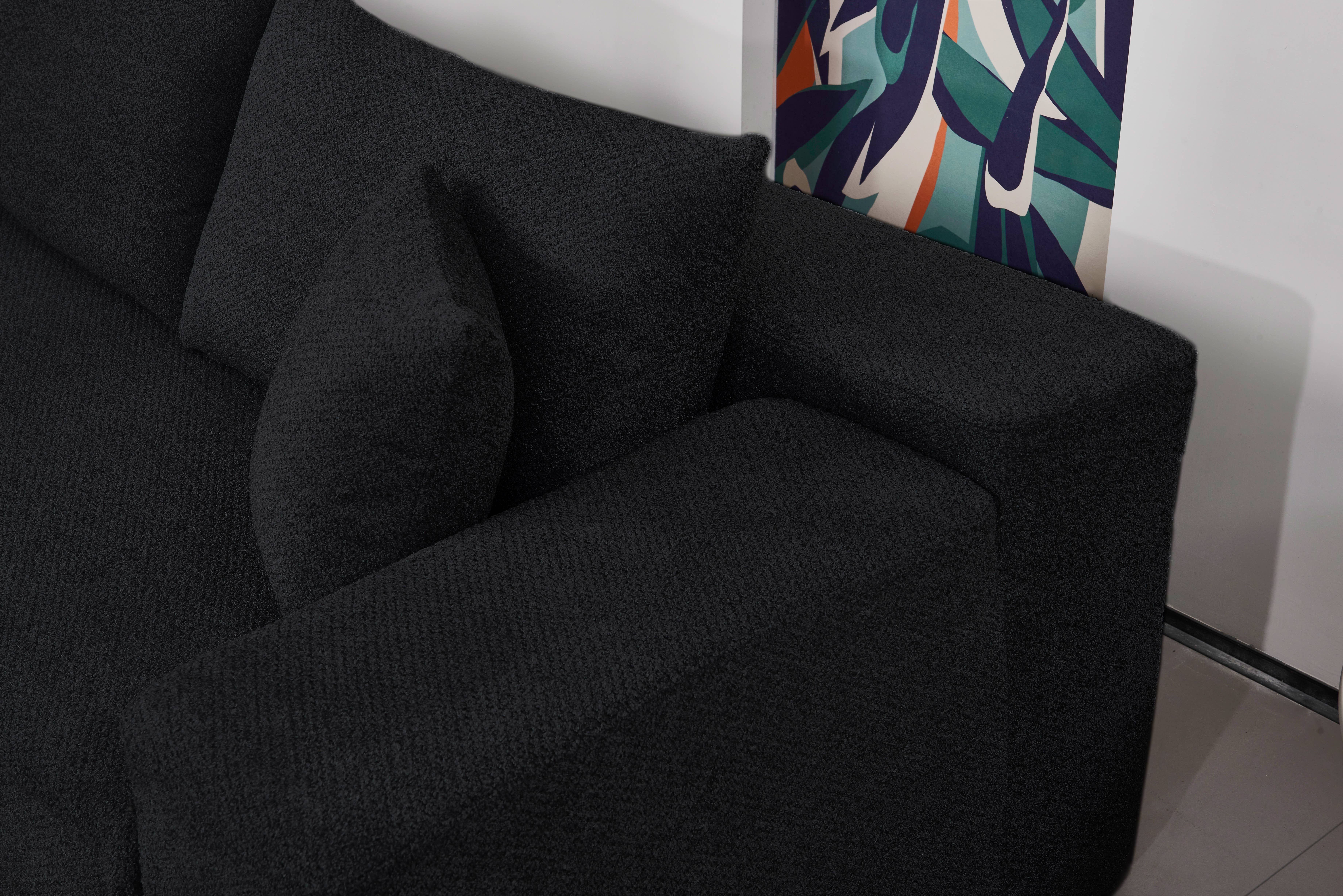 LivingTaste Home Inc - Vente Canapés - Canapé d'angle noir en L – méridienne 3 places4