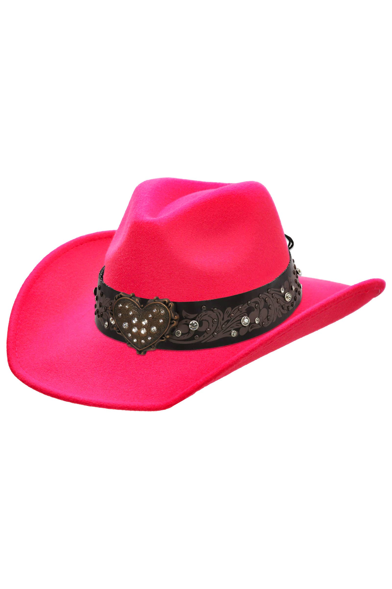 Cap Zone - Venta al por mayor Sombrero cowboy - Unisex - Sombrero vaquero de fieltro con cinturón de strass en forma de corazón12