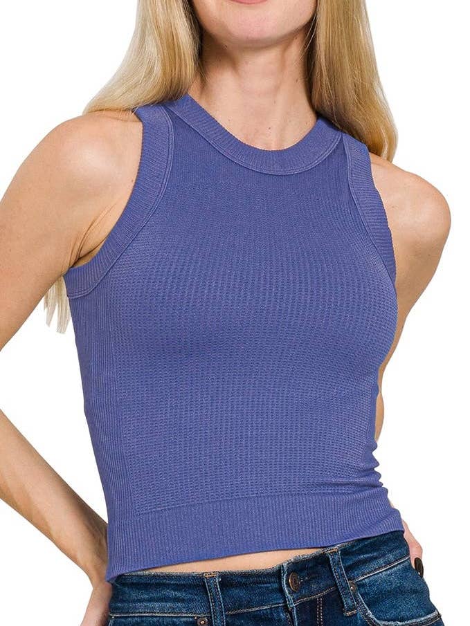 Built In Bra Seamless Crop Tank Top for wholesale by Vanilla Monkey