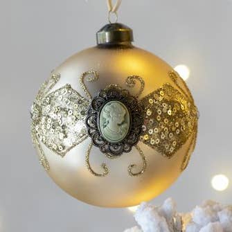 Palla di Natale in vetro D4" - Champagne/Oro per la vendita all'ingrosso da parte di A&B Home Group Inc.