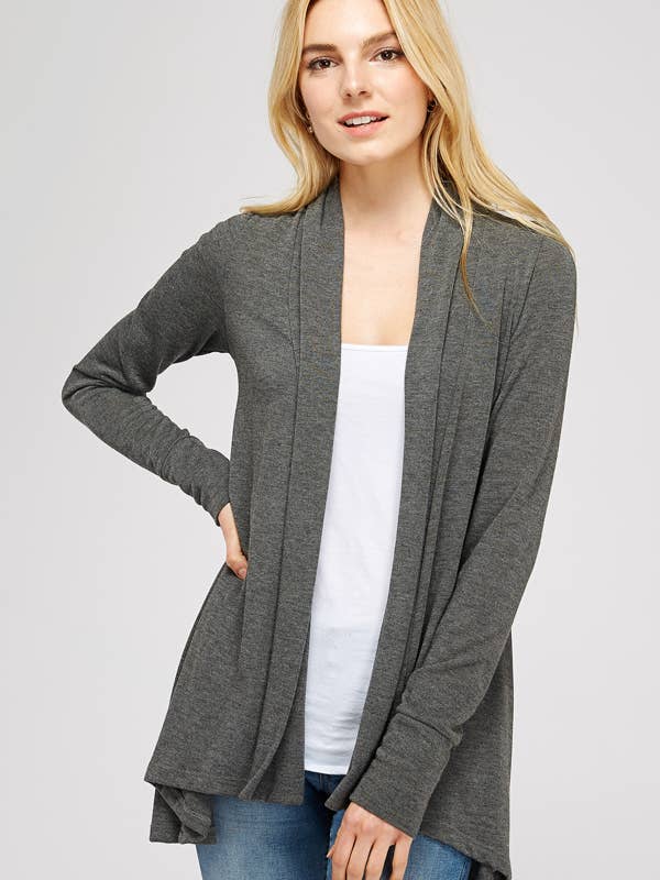 Urban X Solid Draped Hacci Knit A line Cardigan for wholesale by Urban X Apparel