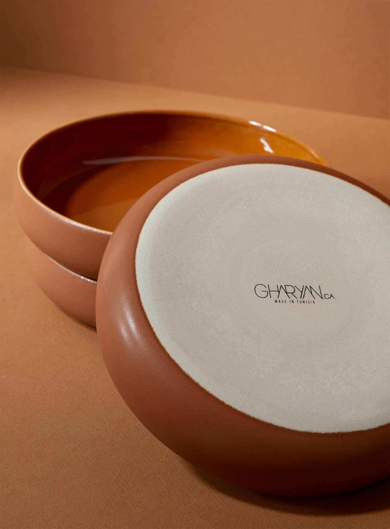 GHARYAN Stoneware & Olive Wood Tableware | Ships from USA - Wholesale Salad Plate - Handmade Stoneware Pasta/Salad Plate | Edan 7.9"13