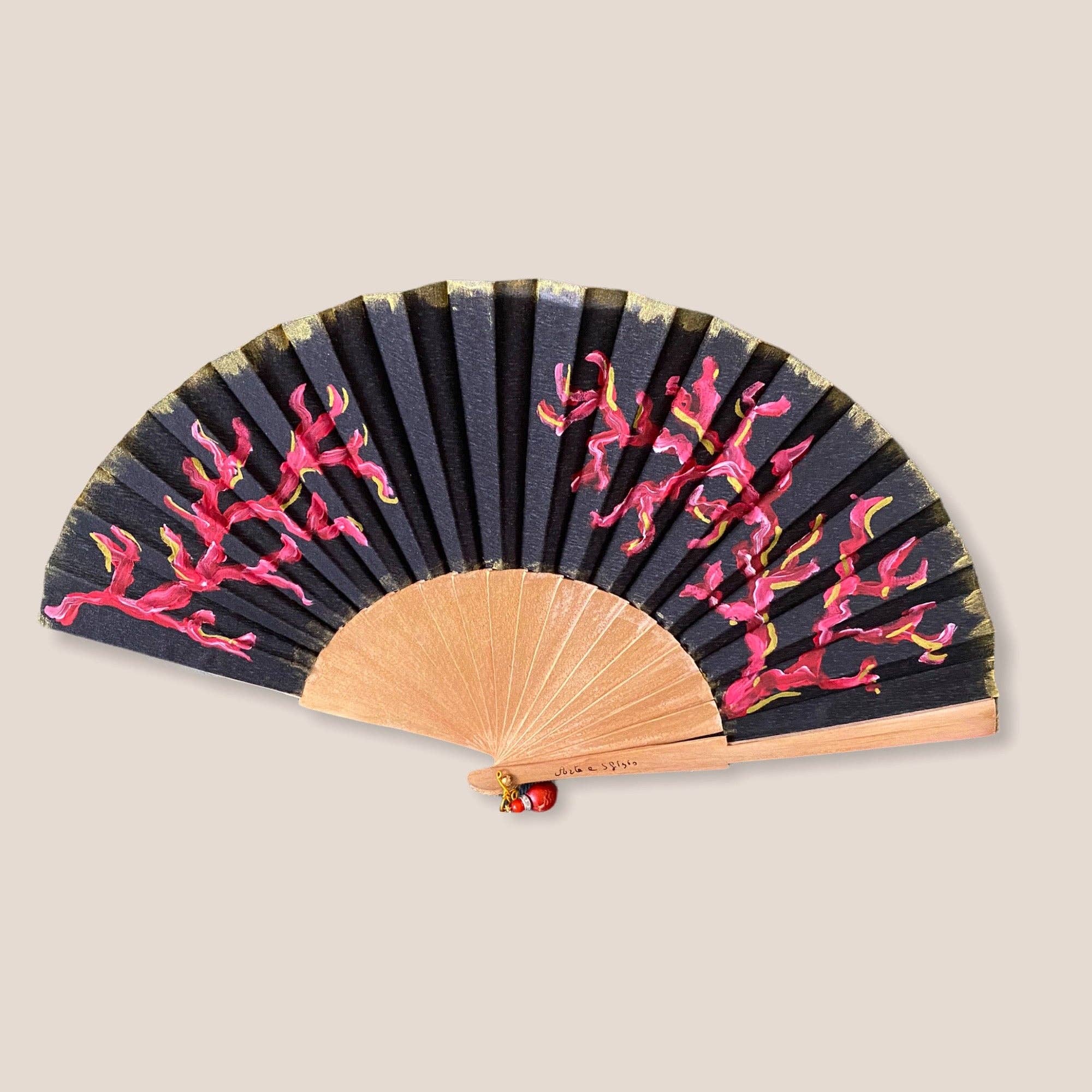 Arte e sfizio - Vendita all'ingrosso Ventaglio pieghevole portatile - ventagli con decori marini dipinti a mano6