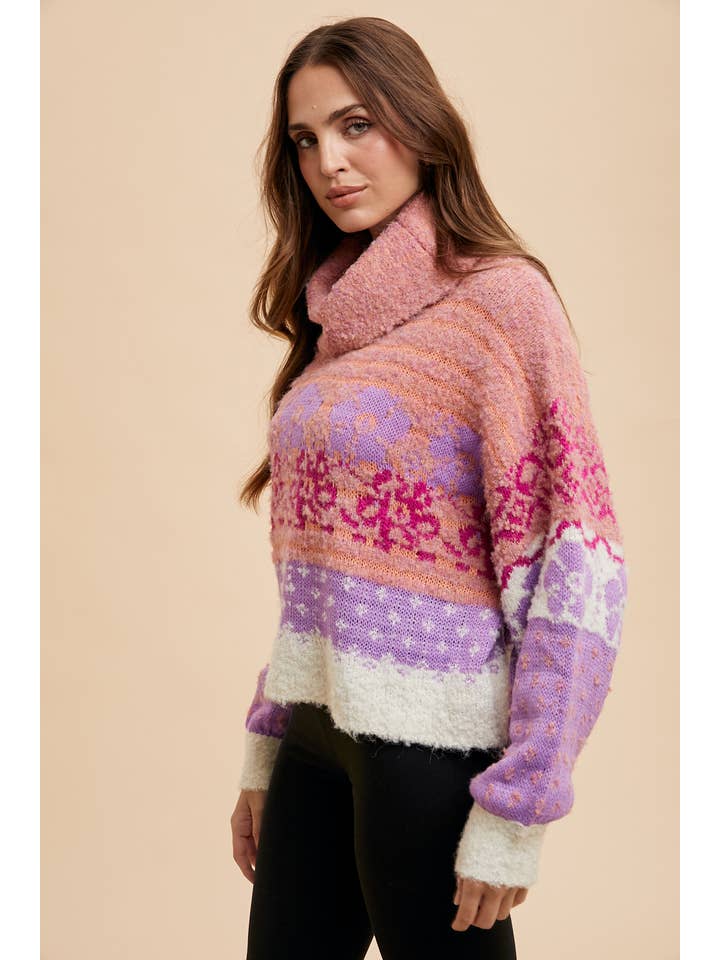 In Loom - Wholesale Knit Sweater - Women's - MULTI COLORED KNITTED TURTLENECK