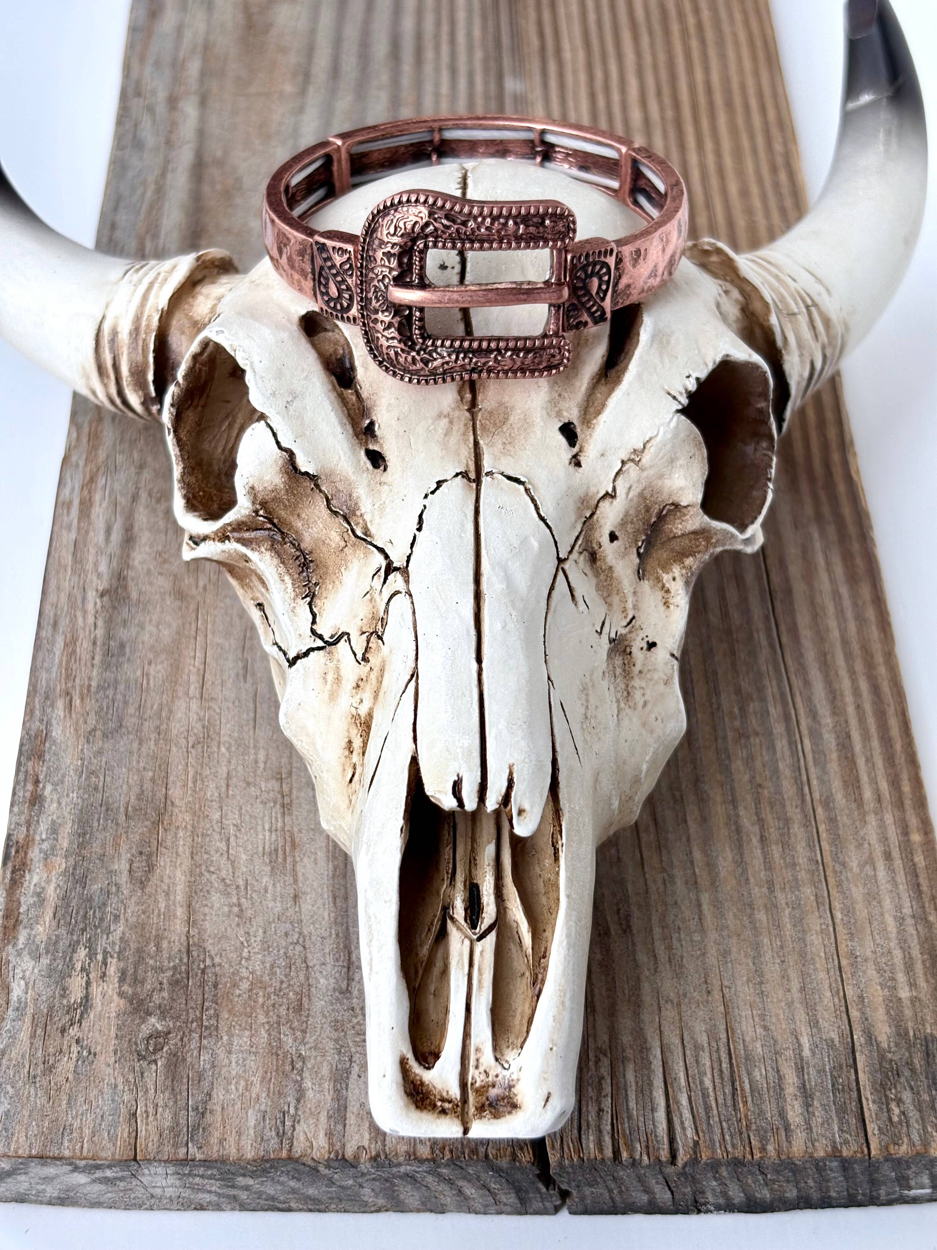 Boho Ranch Shop - Wholesale Bangle Bracelet - Western Belt Buckle Bar Bangle Stretch Bracelet0