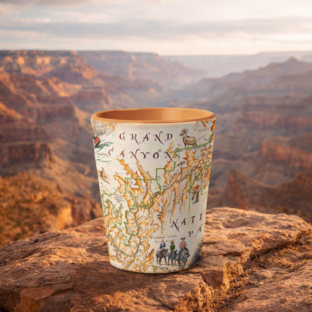 XPLORER MAPS - Wholesale Shot Glass - Grand Canyon National Park Map Ceramic Shot Glass - 1.5 oz 1
