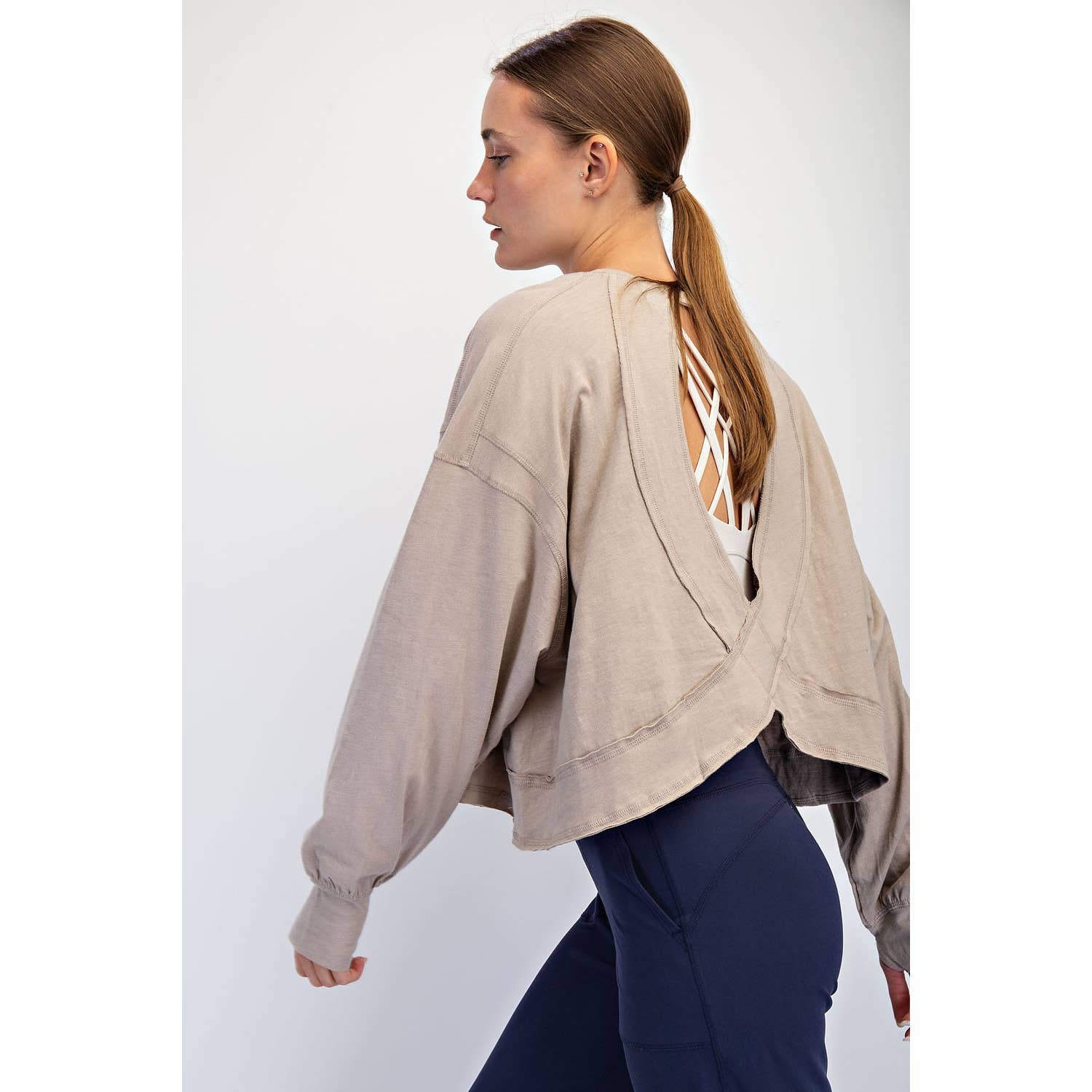 Rae Mode - Wholesale Lounge Top - Women's - COTTON SLUB OPEN BACK LONG SLEEVE TOP5