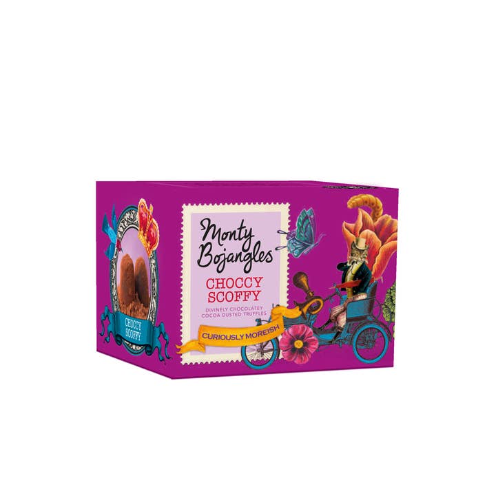Monty Bojangles – wholesale Chocolate-covered sweets – Monty Bojangles Choccy Scoffy Cocoa Dusted Truffles 150g1