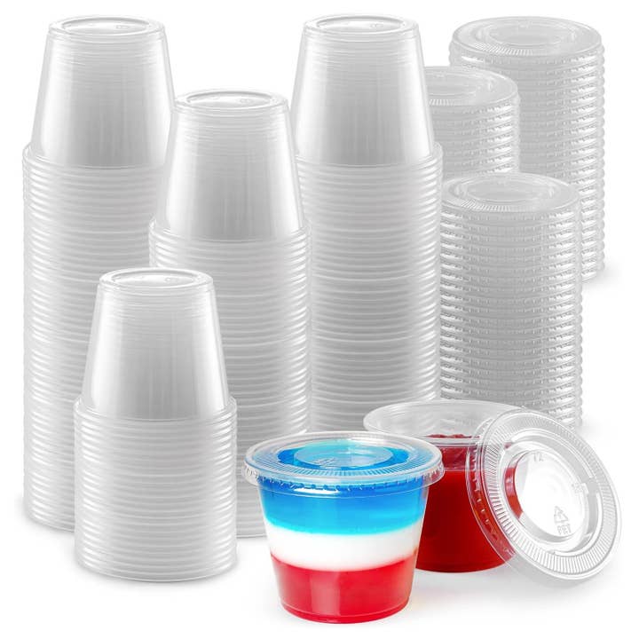 Zulay Kitchen - Wholesale Food Storage Container - Clear Jello Shot Cups with Lids - Plastic Portion Cup