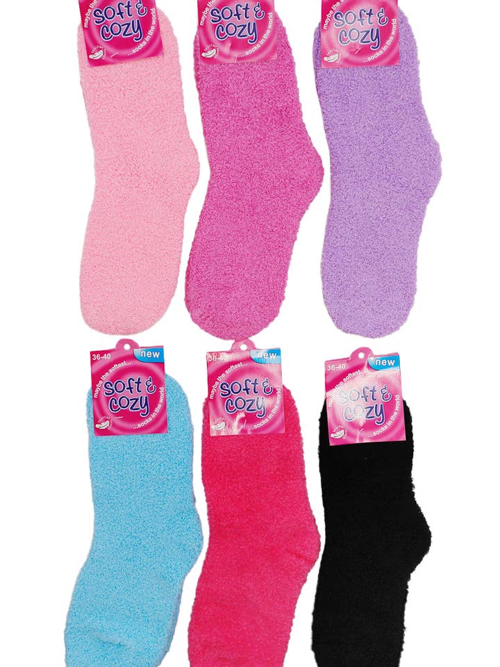 Women's Fuzzy Fleece Mid-Crew Cozy Lounge Socks for wholesale by Cap Zone