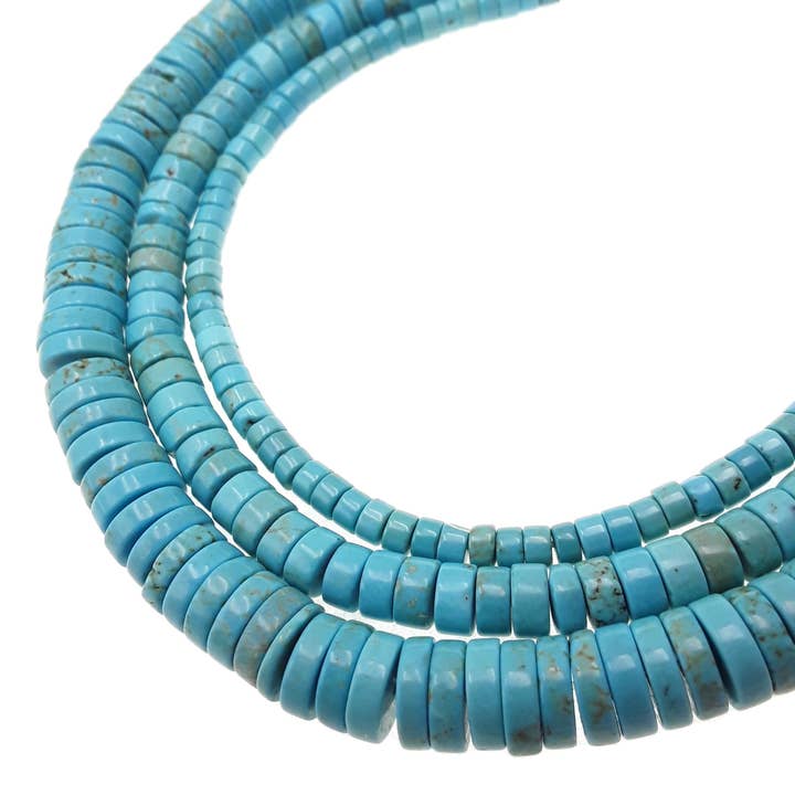 Blue Turquoise Heishi Rondelle Discs Beads 2x4mm 3x6mm 3x8mm 3x10mm 15.5" Strand for wholesale by CRCBEADS