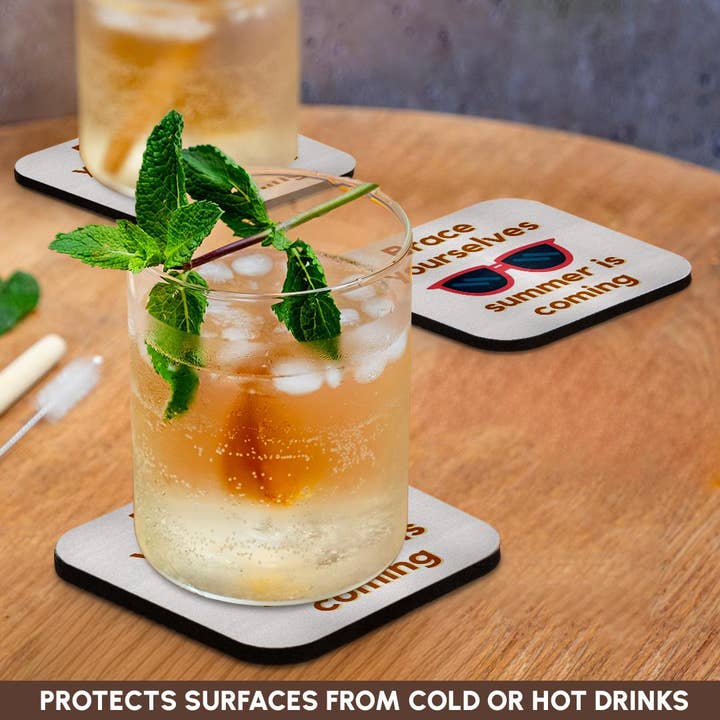 3dRose - Wholesale Coasters - 3dRose, Image of a Sunglasses with Text of Brace yourselves summer is coming, Coaster9