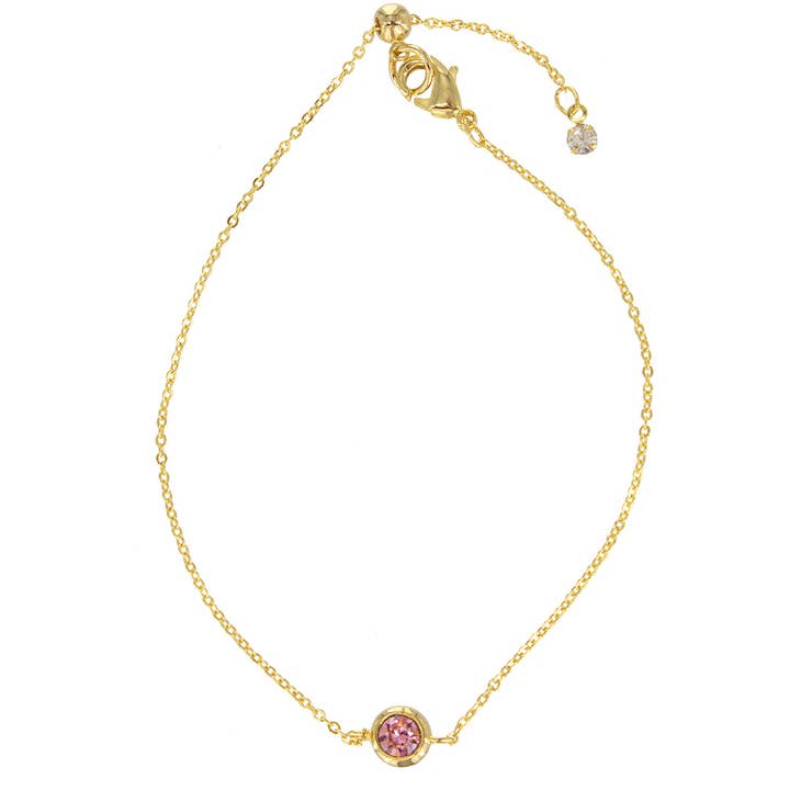 Suzie Q USA - Wholesale Charm/Dangle Bracelet - Adjustable Round Swarovski Brass Gold Dipped Bracelet