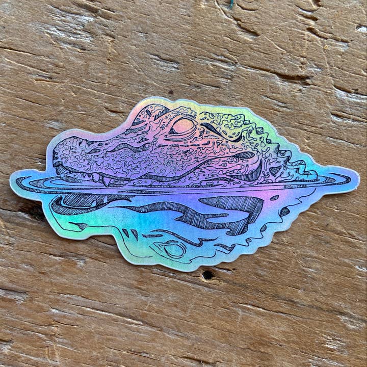 Alice LeFae - Vente Autocollant - autocollant holographique en vinyle crocodile alligator