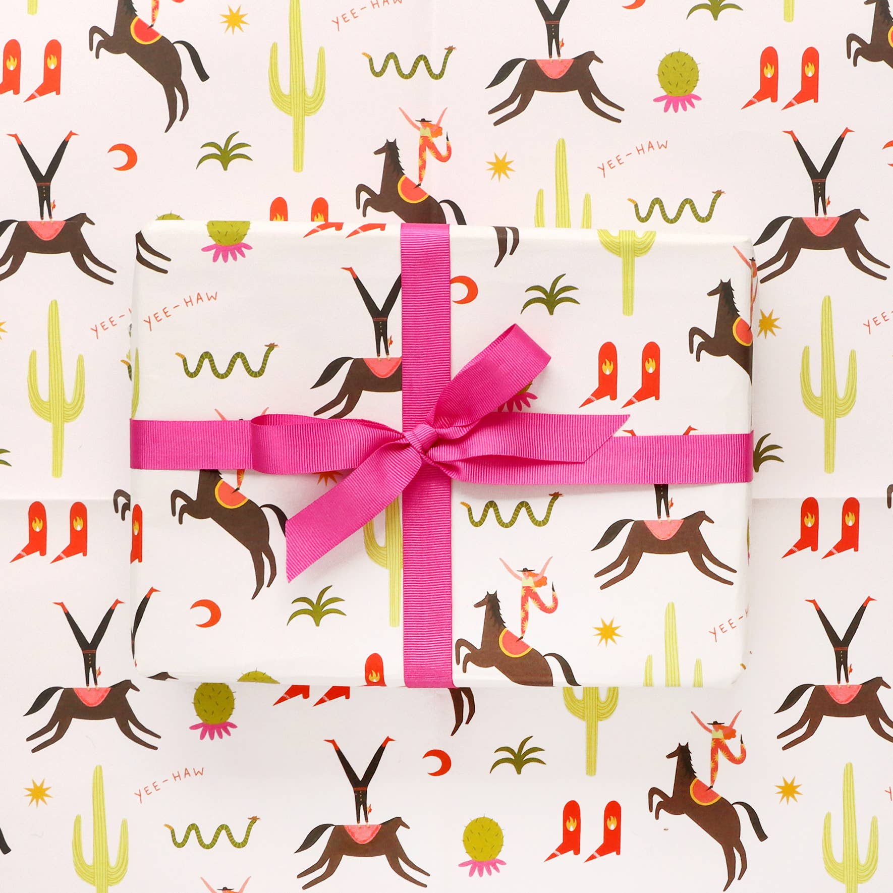 Little Black Cat Illustrated Goods – wholesale Flat wrap – Cactus Cowboys Wrapping Paper Sheets | Western Gift Wrap 7