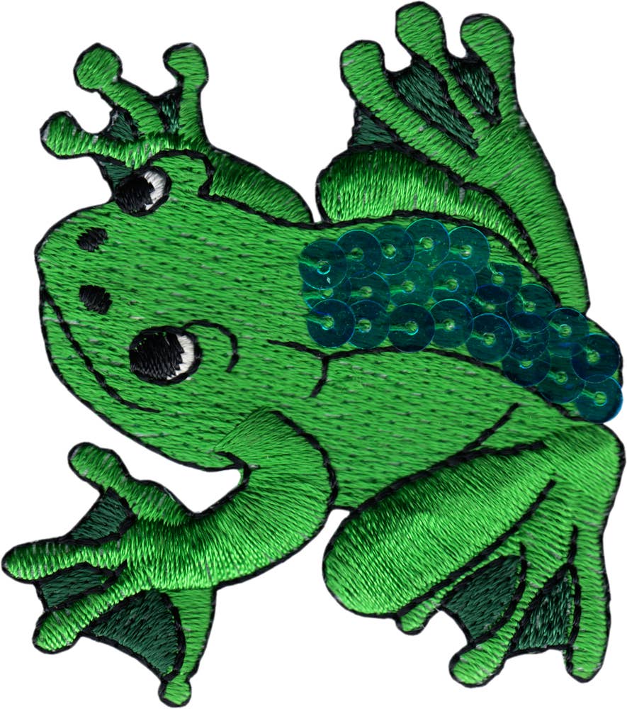 Square Deal Recordings & Supplies - Wholesale Patch - Patch - Frog - Green With A Strip Of Sequins