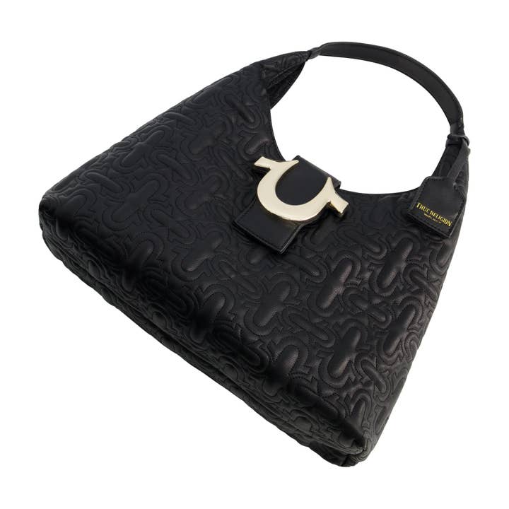 True Religion - Wholesale Shoulder Bag - Women's - True Religions Quilted Horseshoe Medium Hobo, BLACK