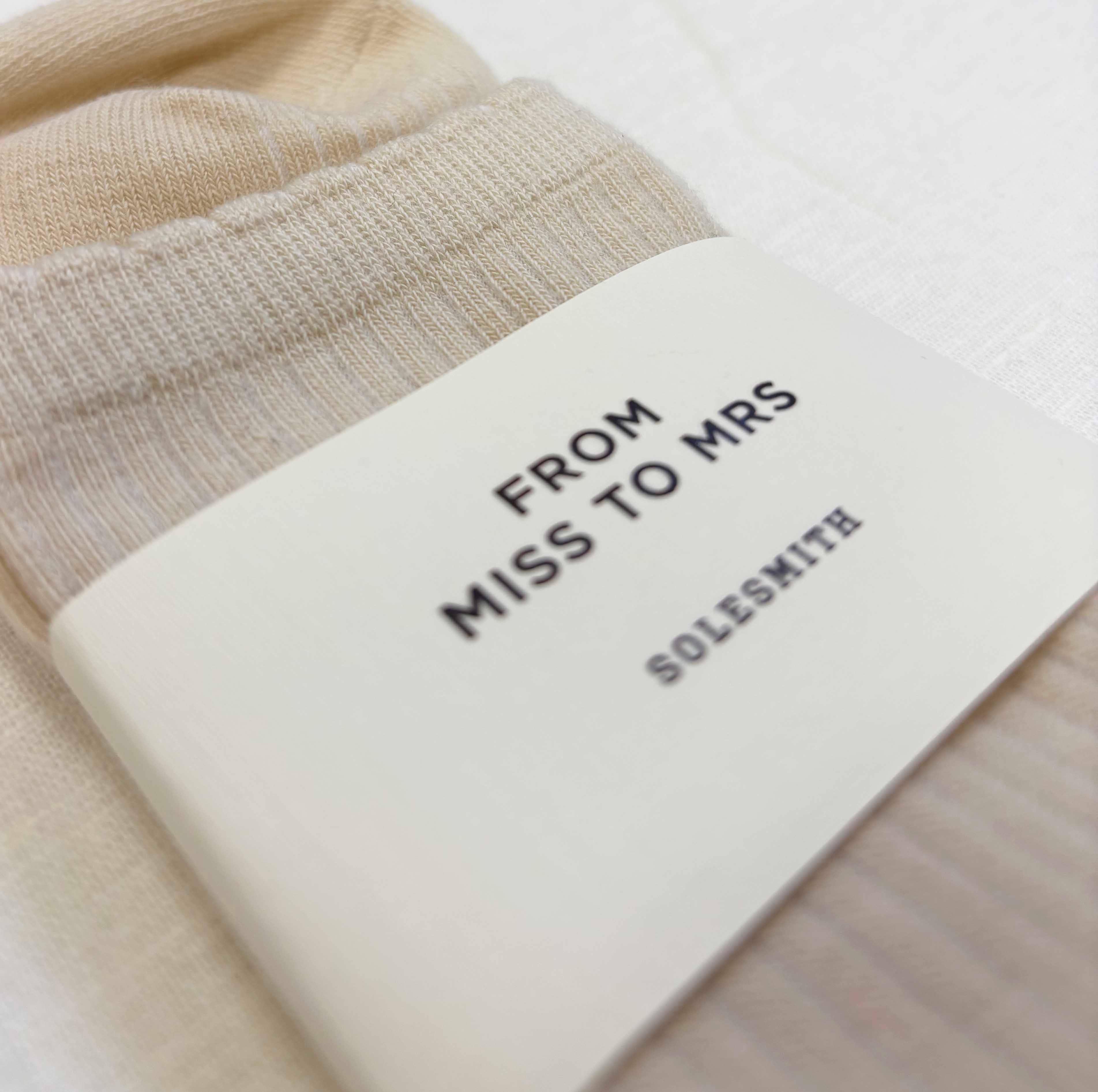 Solesmith - Wholesale Socks - Women's - From Miss to Mrs Bride To Be Cream Frilly Cuff Socks3