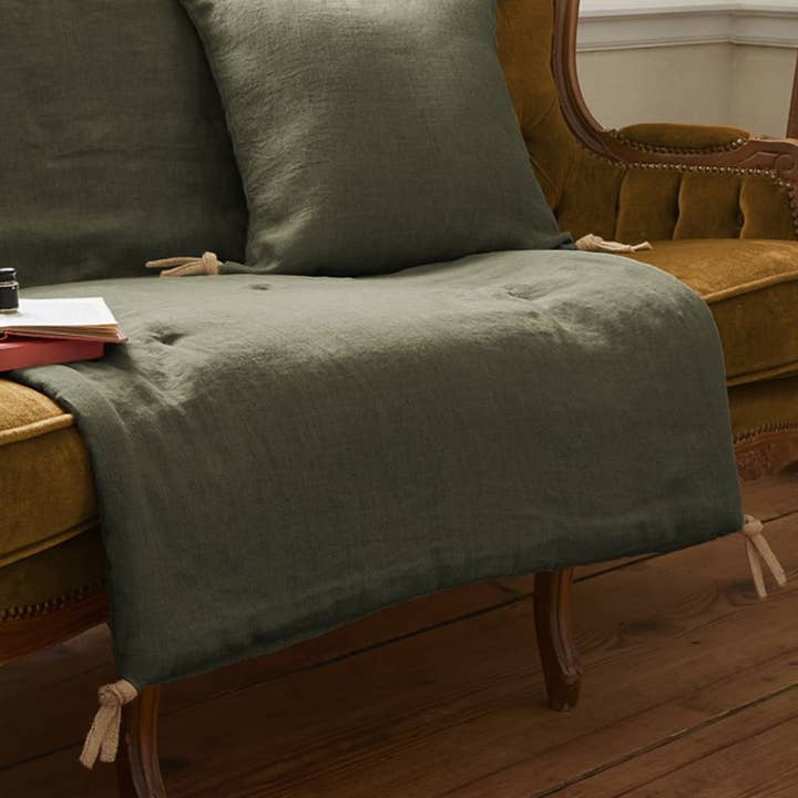 Housse De Rêve - Wholesale Bedding Blanket - End of bed 90x200 cm French Linen Thyme1