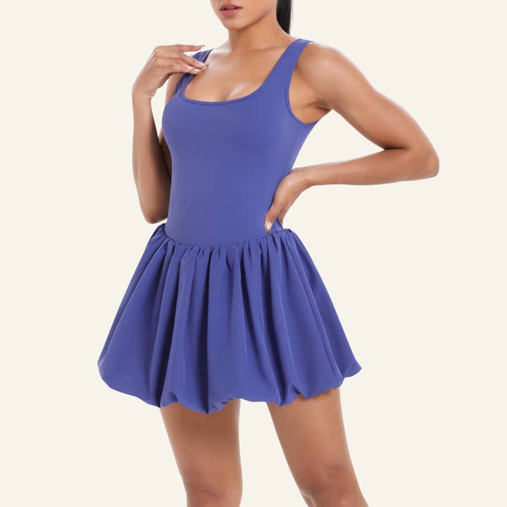 Women's Athletic U-neck One-piece Flower Bud Style Dress for wholesale by Sodalemon