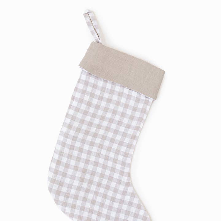 MagicLinen (We handle U.S. import procedures for you) - Wholesale Holiday Stocking - Linen Christmas Stockings - Natural Gingham | Zero-Waste0
