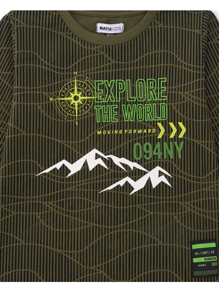 tuc tuc - Wholesale T-Shirt - Kids - Green children's T-shirt with mountain print and text3