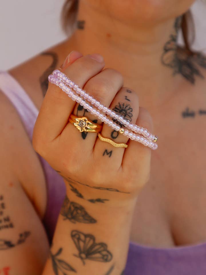 Pixy Stix 90s inspired Boho Clear Lilac Friendship Bracelet for wholesale by Sundrenchd